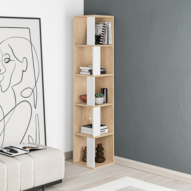 Bensonhurst Corner Bookcase Unique Design & Modern Style