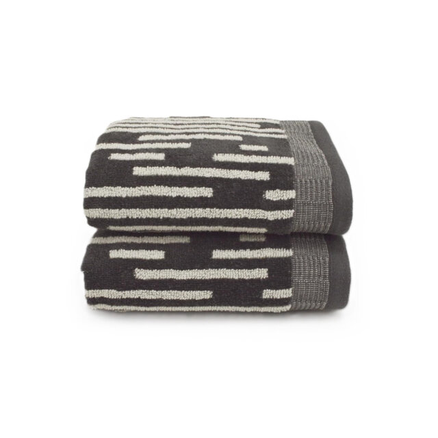 100% Cotton Striped Hand Towels - Set of 2