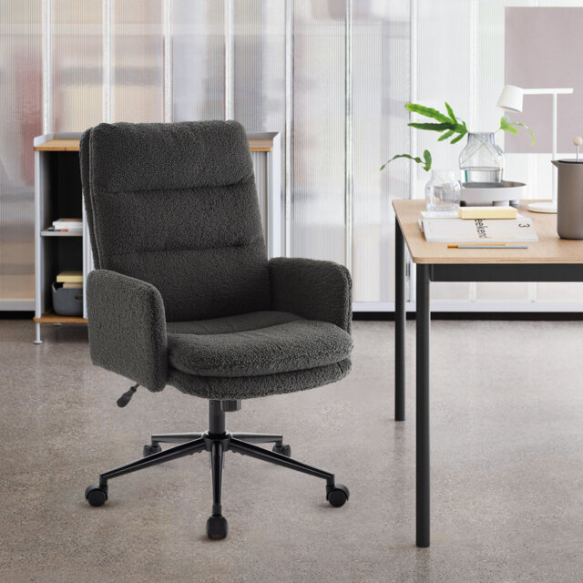 High-back Home Office Chair,desk Chair With Wheels And Armrests,height Adjustable Armchair,360° Swivel Vanity Desk Chair, Upholstered Computer Task Ch