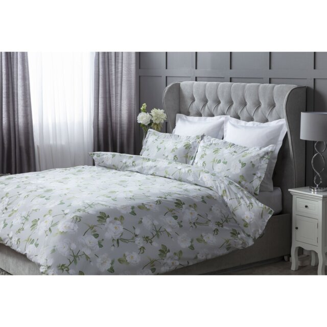Mishka White/Blue/Green Cotton 200 TC Duvet Cover Set
