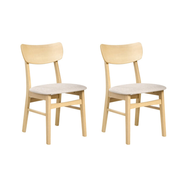 Set of 2 Dining Chairs ANOKA Wood Dark Brown/ Beige
