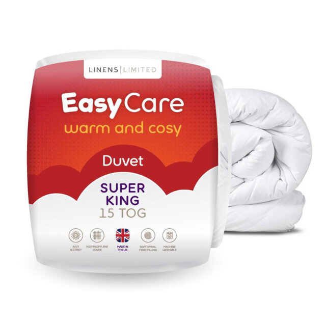 Linens Limited Easy Care Duvet, Made in the UK, All Year Round Quilt, Soft and Comfy, Polypropylene Hollowfibre, Machine Washable