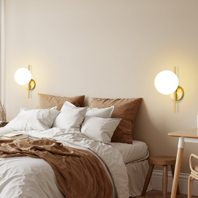 Wall light modern glass - 1 -light E27 gold hallway lamp for staircase bed living room (without bulb)