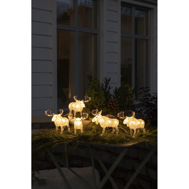 Festive Acrylic Moose Light Set - 5pcs, 40 Warm White, Outdoor or Indoor, 13cm Height