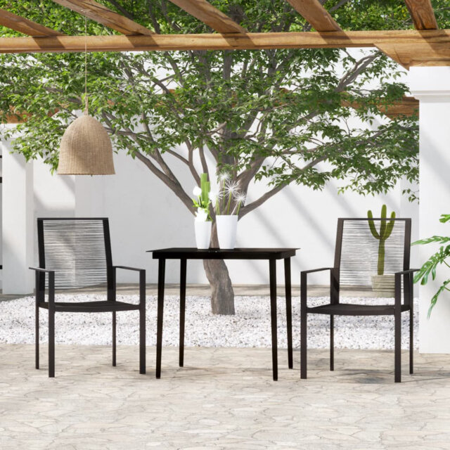 Corrigan Studio 3 Piece Garden Dining Set Black, 1 Table, 2 Chair