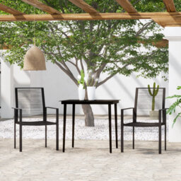 Corrigan Studio 3 Piece Garden Dining Set Black, 1 Table, 2 Chair