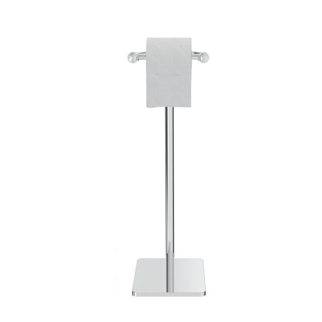 Toilet Roll Holder Stand,With Post Pivoting Design, Stable Weighted Base,Stainless Steel,Silver