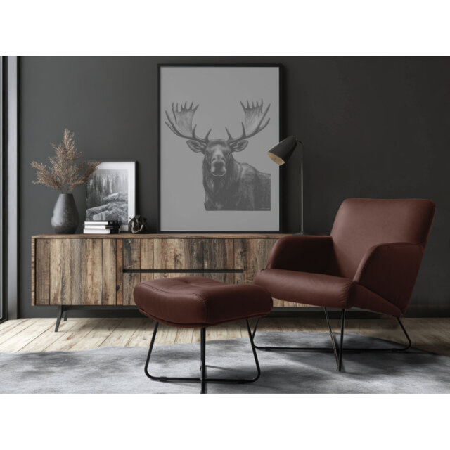 Averie Genuine Leather Designer Armchair With Footstool Included