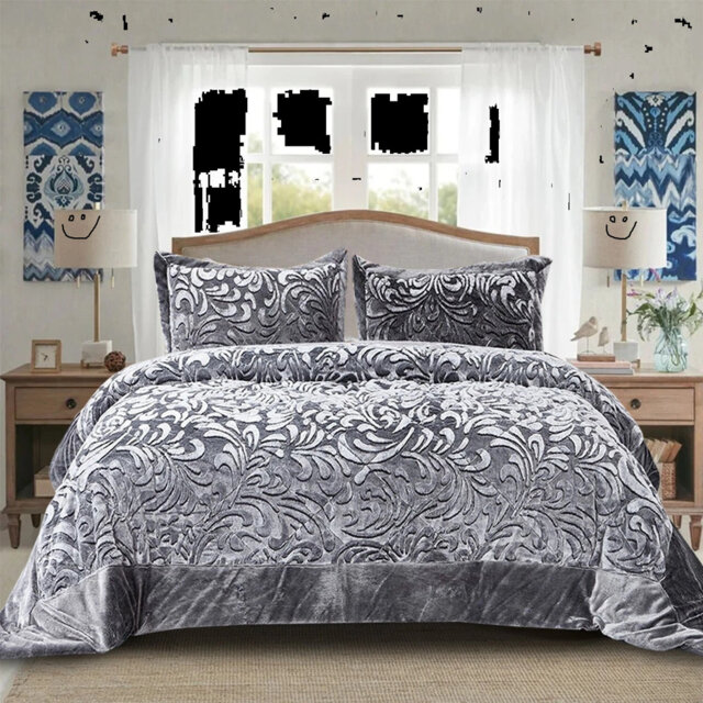 ZASH LONDON Microfiber Floral and Geometric Bedspread with Pillow Shams