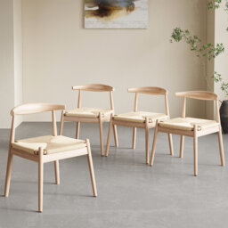 Mid Century Modern Design Wood and Rope Dining Chairs