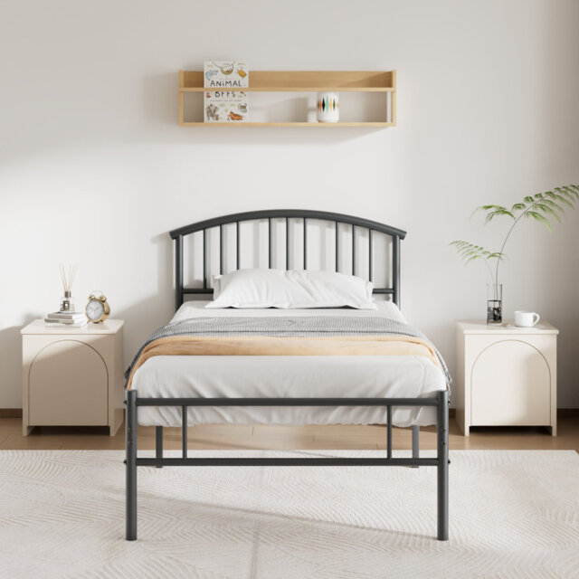 Barnwell Bed Frame with Headboard and Footboard, Metal Platform Bed with Steel Slat Support, No Box Spring Needed, Easy Assembly