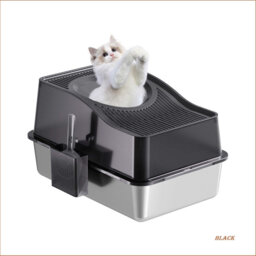 Stainless Steel Fully Enclosed Cat Litter Box With Hollow Lid And Heightened Lid To Prevent Splashing And Carry-Out, Top-Entry Deodorizing Cat Toilet