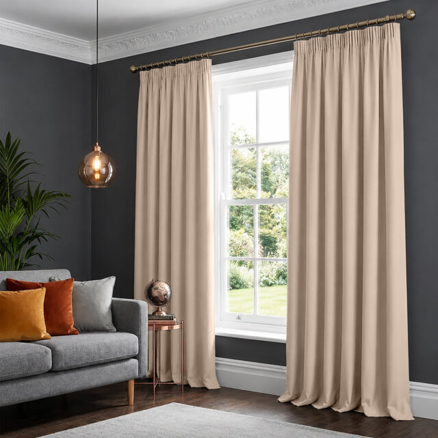 100% Polyester Blackout Pencil Pleat Room Darkening Curtains (Set of 2)