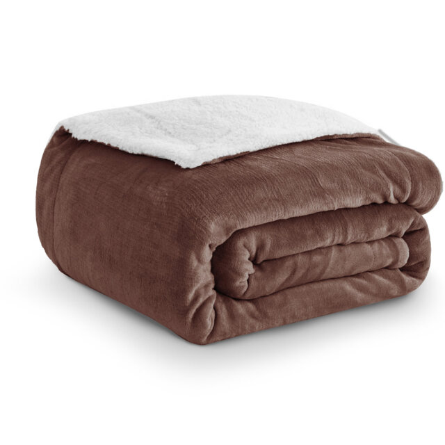 Soza Sherpa Fleece Dual Sided Fur Thick Reversible Blanket Throw