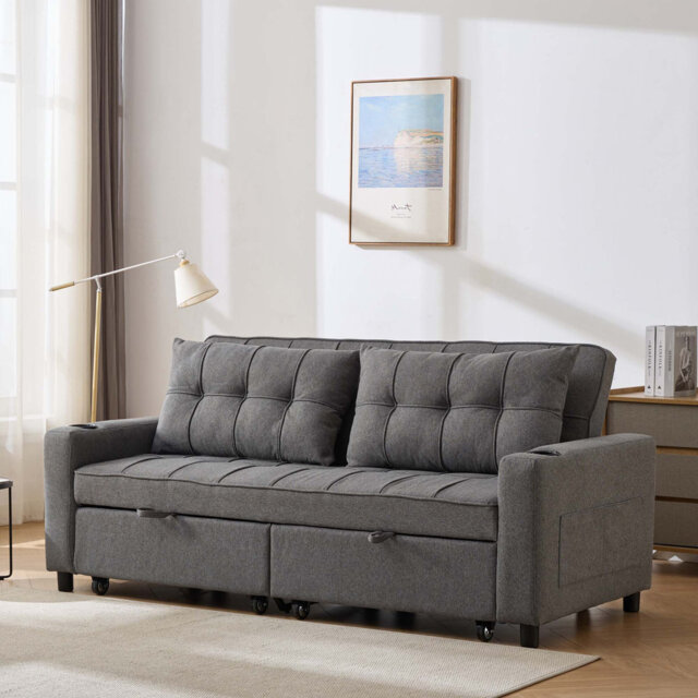 Azrien 73.3cm W Linen Sofa Bed