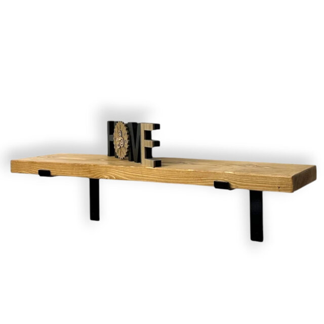 Industrial Scaffold Board Wall Shelf Down Lipped Metal Brackets Included For Bedroom