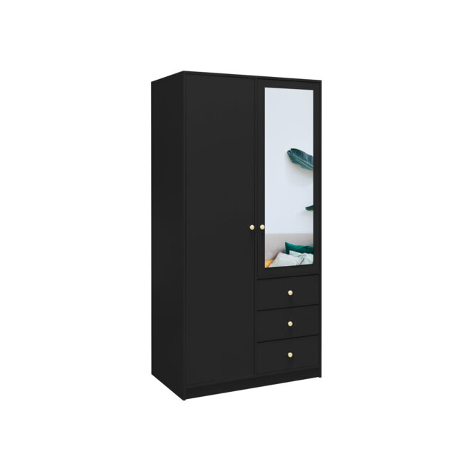 Chic Plum Siena II D2 Wardrobe 100cm â Functional Storage with Mirror Elegance