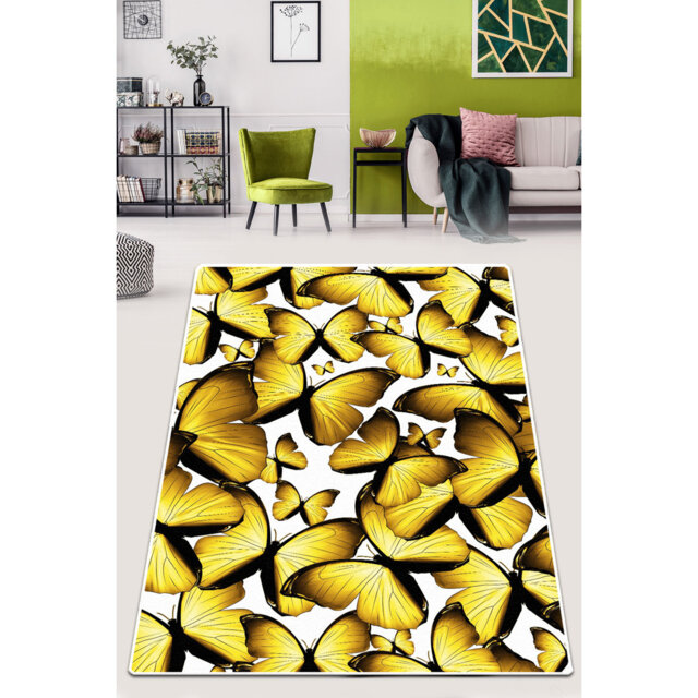 Vetter Butterfly Shaggy Yellow/Black Rug