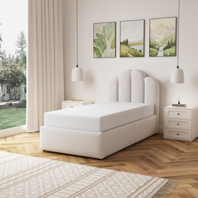 Ranson Fabric 135cm Double Ottoman Bed Frame with Storage - Beige