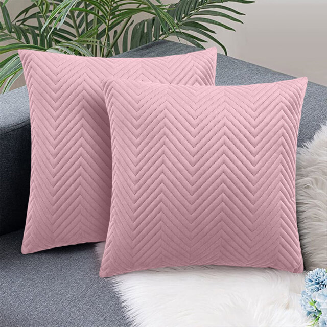 Square Throw Luxury Embossed Pattern Velvet Cushions Protector Set Of 2