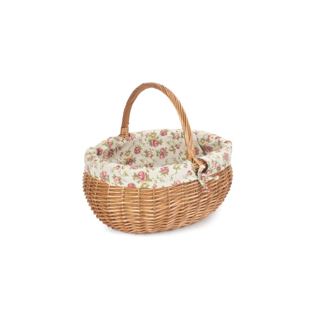 Wicker Shopping Basket with Garden Rose Lining