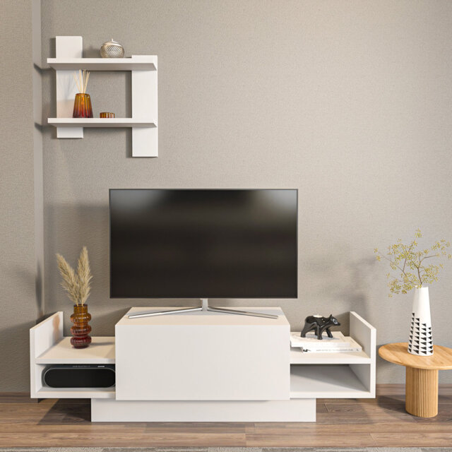 "Spring TV Stand for TVs up to 43"" with Wallshelf"