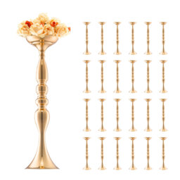 24PCS 50cm/19.7” Wedding Flower Vase Metal Gold Floral Stand for Table