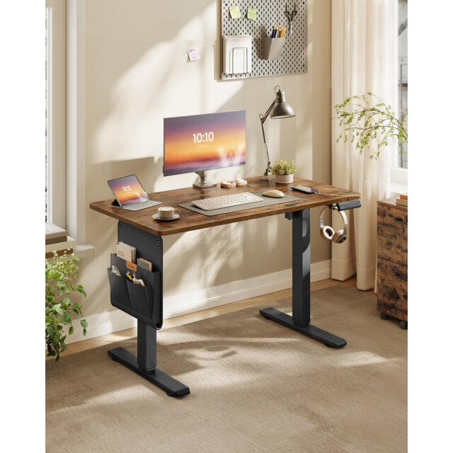 Adjustable Metal Base Standing Desk with Power Outlet