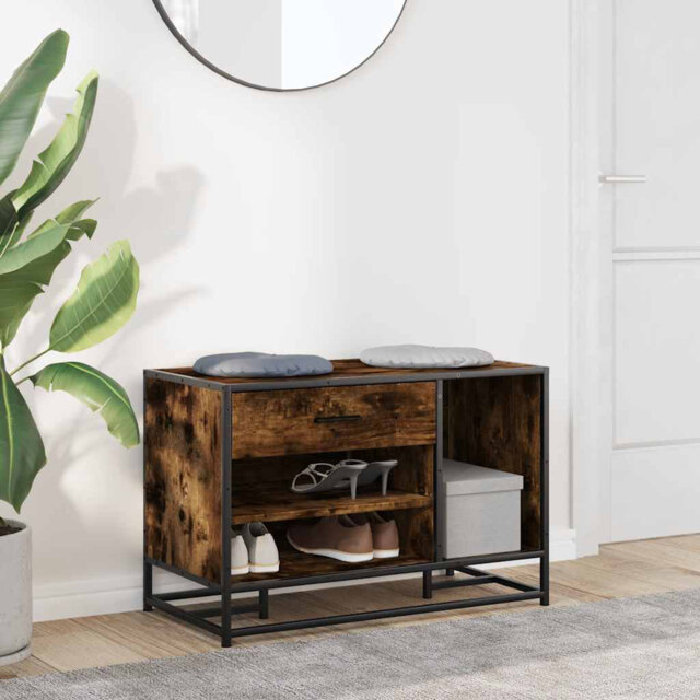 Shoe Bench 80X40x53.5 Cm Engineered Wood And Metal