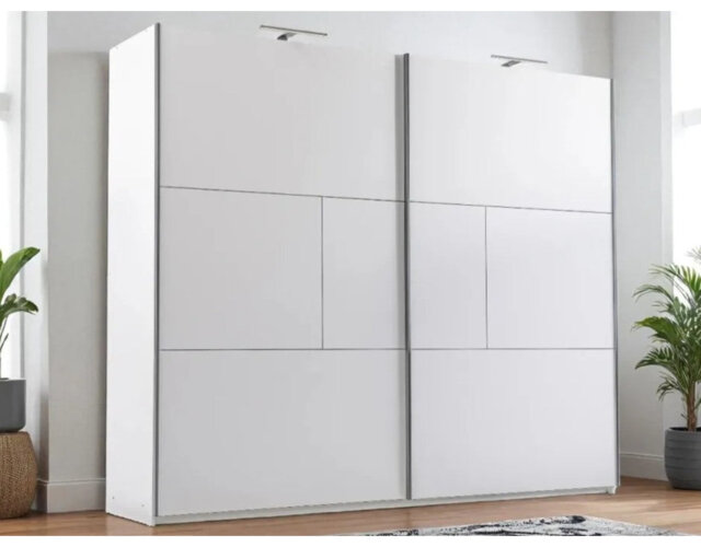 Discover the Sleek White Matte NIMES W250 cm Sliding Wardrobe - Space-Savvy Style Meets Smart Storage