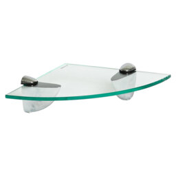 Harbour Housewares - Floating Glass Corner Shelf with Silver Brackets