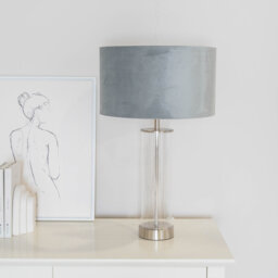 Ahedo Glass with Table Lamp and Velvet with Metallic Inner Lamp Shade and LED Bulb