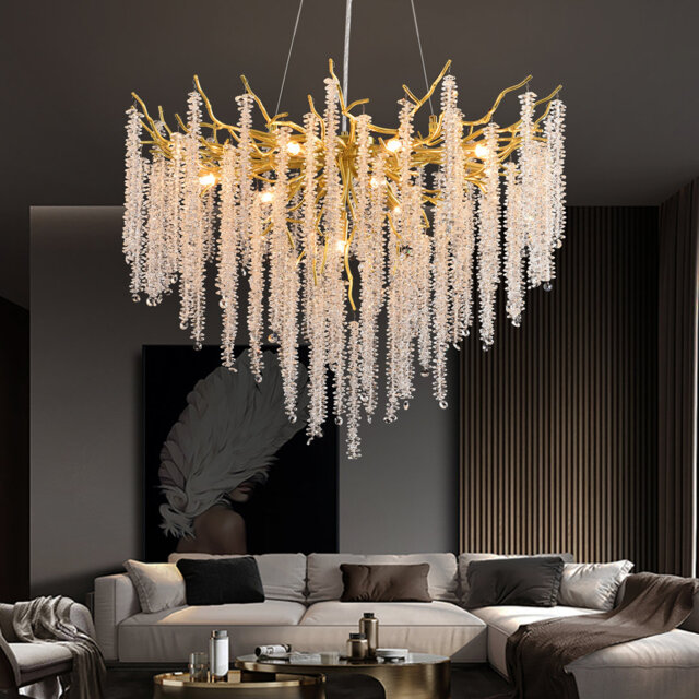 Holtzman Crystal Chandelier with Wrought Iron Accents