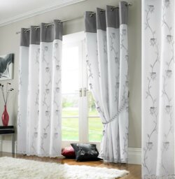 Woodsburgh Tahiti Lined Eyelet Semi Sheer Curtains