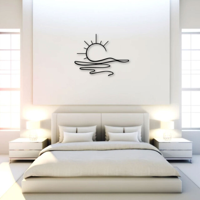 Modern Sun-inspired Metal Wall Art In Textured Black Finish