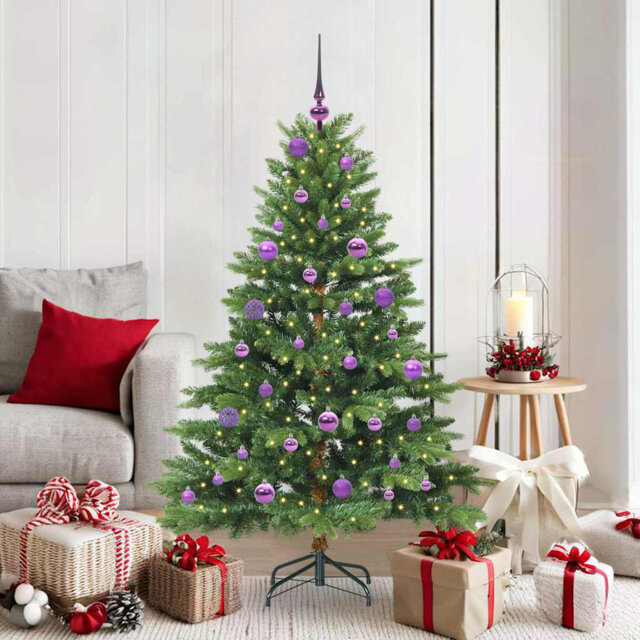 Artificial Christmas Tree with 150 LEDs Green PE and PVC