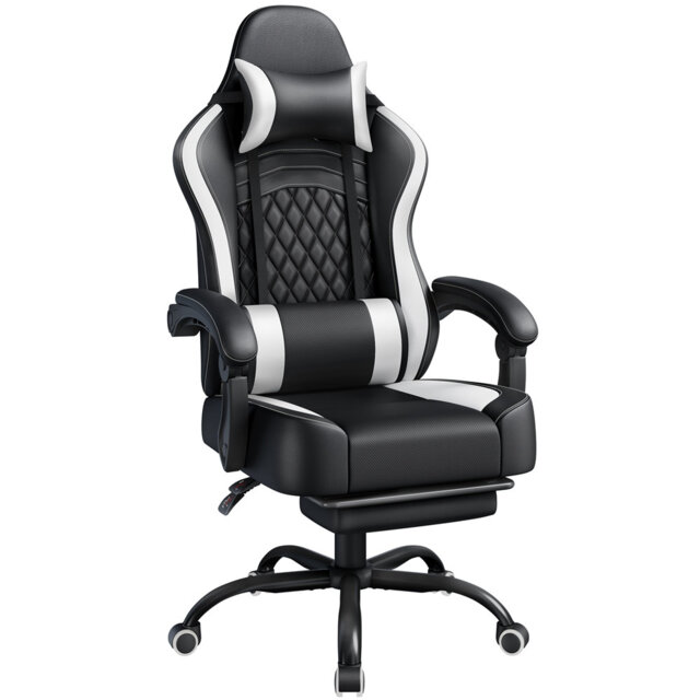 Metro Lane Adjustable Reclining Ergonomic Faux Leather Swiveling PC & Racing Game Chair with Footrest