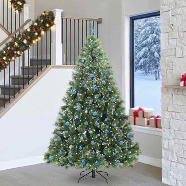 Artificial Christmas Tree with 300 LEDs Green PE and PVC