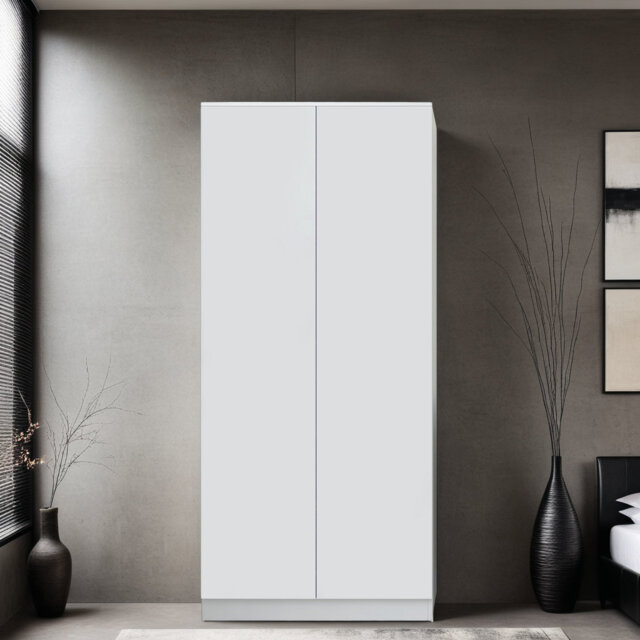 Warren 2 Door Double Wardrobe - Soft Close Hinged Doors. Modern No-Handle Push-to-Open Design