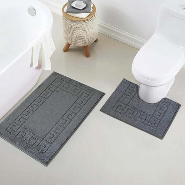 2 Pack Non-Slip Quick Dry Anti-Mould Bath & Pedestal Mat Set