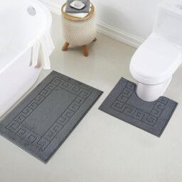 2 Pack Non-Slip Quick Dry Anti-Mould Bath & Pedestal Mat Set