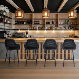Bar Stools Set Of 4, Velvet Fabric With Backrest And Armrests, Auitable For Kitchen, Home, Bar, Counter