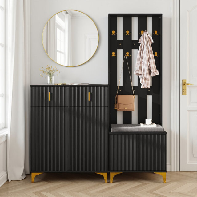 Hall Tree 144cm Wide with Bench and Shoe Storage