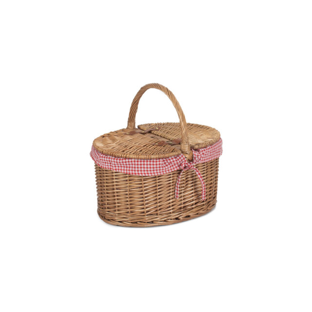 Wicker Lidded Picnic Hamper Basket with Lining