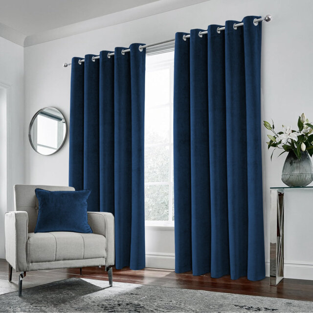 Pittsboro Crushed Velvet Eyelet Windows Panel Curtains