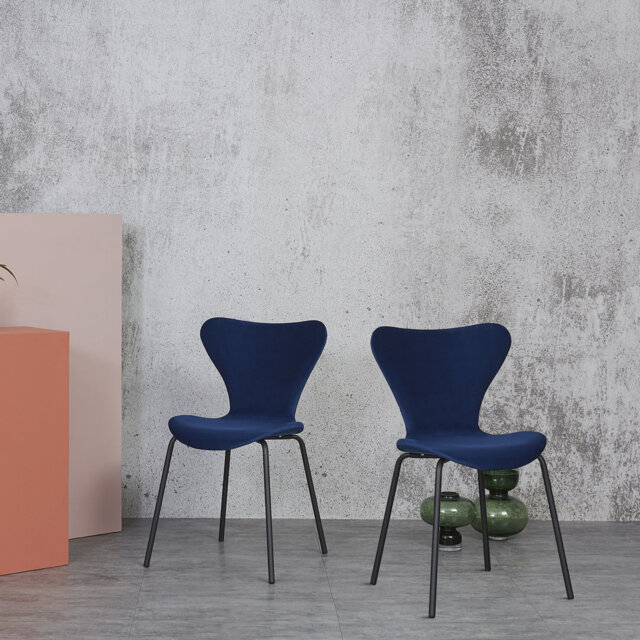 2 Makai Velvet Upholstered Dining Chair with Powder Coated Metal Legs