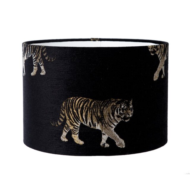 25cm H Velvet Drum Lamp Shade ( Screw On ) in Black