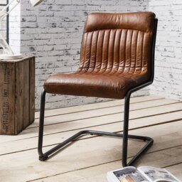 Chisholm 52cm H Genuine Leather Upholstered Metal Cantilever Chair