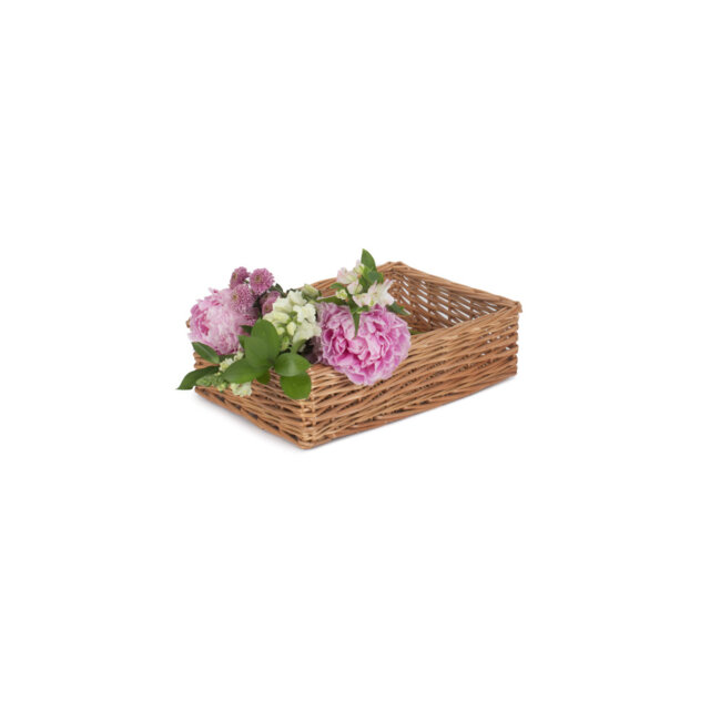 Straight-Sided Willow Wicker Tray Basket