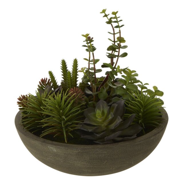 29cm Faux Succulent Plant in Stone Planter